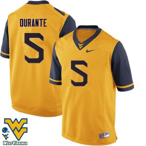 Men's West Virginia Mountaineers NCAA #5 Jovon Durante Gold Authentic Nike Stitched College Football Jersey AA15B28JM